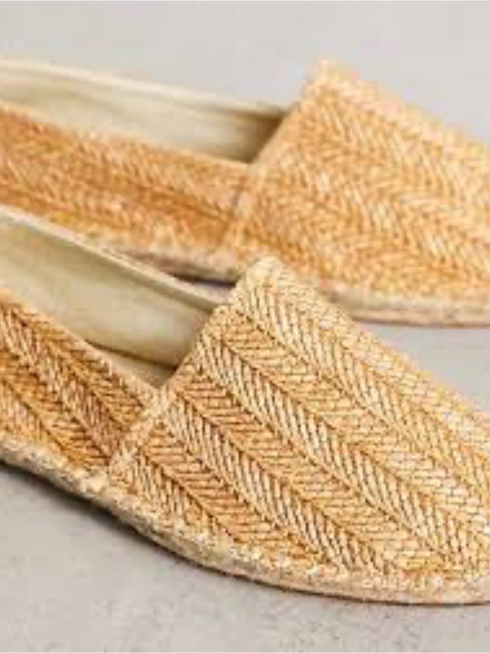 Woven Espadrille Flats in Light Tan - Slip-On Shoes